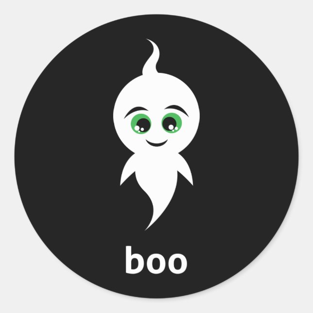 Boo the Ghost Runder Aufkleber (Vorderseite)