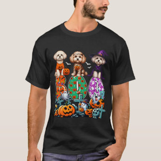 Boo Three Halloween Maltipoos Cosplay Hexe Mummy T-Shirt