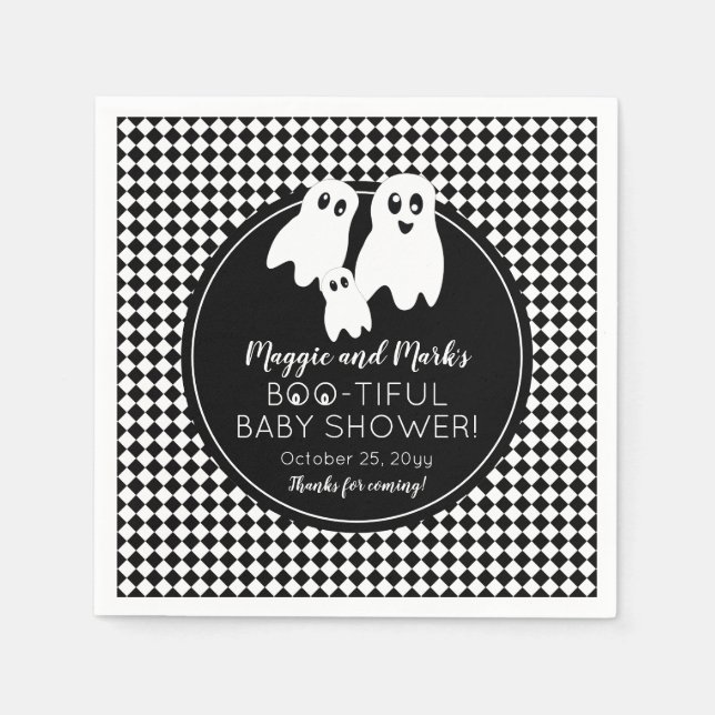BOO - TIFUL Baby Dusche BW Halloween Vielen Dank Serviette (Vorderseite)