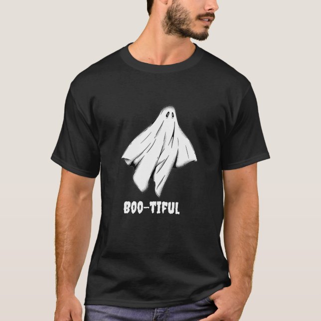 Boo-tiful Ghost | Niedliches T-Shirt Schwarz/Weiß  (Vorderseite)