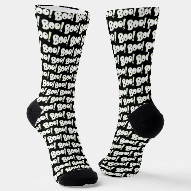 BOO tiful Halloween Ghost Cartoon Type Black Socken (Gewinkelt)