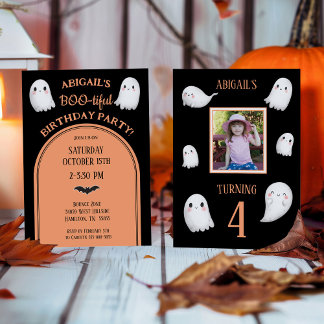 BOO-tiful Halloween Girl's Birthday Invitation Einladung