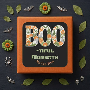 Boo-tiful Moments Kürbisse Enchanting Greenery Kun Quadratischer Aufkleber
