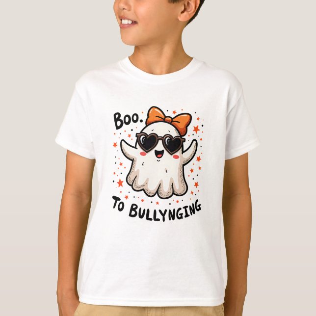Boo to Bullying Niedlich Ghost Liebe Shaped Sungla T-Shirt (Vorderseite)