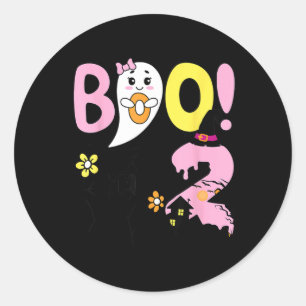 Boo Two 2. Geburtstag Mädchen-Lustiger Halloween-G Runder Aufkleber