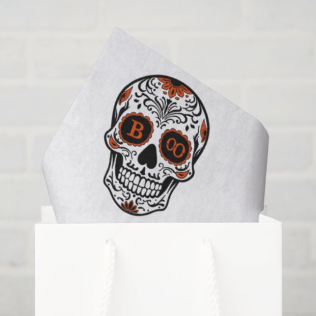 BOO Typografie Skull Halloween - Moderne Gotik Seidenpapier (Geschenktüte)