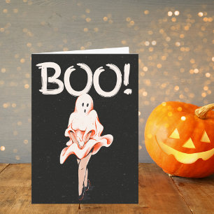 Boo! Vintag Ghost Costume Halloween Karte