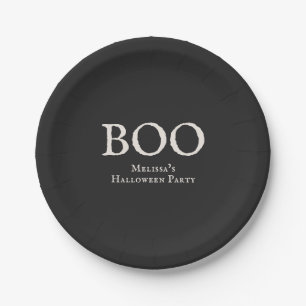 Boo Vintage Halloween-Party Schwarz Pappteller