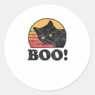 Boo! Vintagen Achtzigerjahre Katzenrücklauf erschü Runder Aufkleber