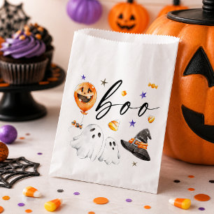 Boo-Wasserfarbe-Geister und Hexenhut Halloween Geschenktütchen