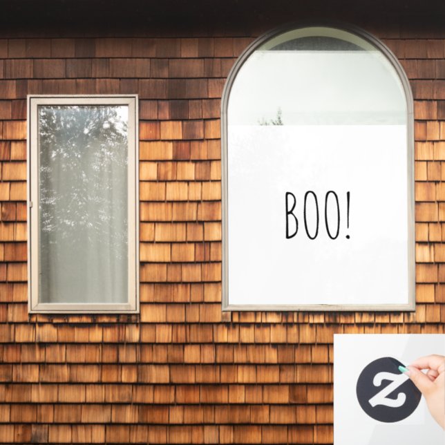 Boo weiß schwarz spooky typografie lustig Hallowee Fensteraufkleber (Fenster Zuhause)