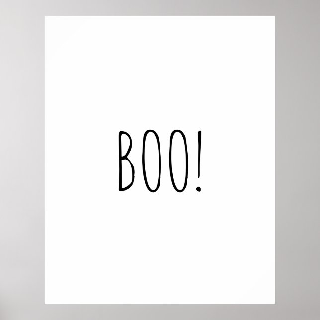 Boo-weiße spooky Typografie minimalistisch Hallowe Poster (Vorne)