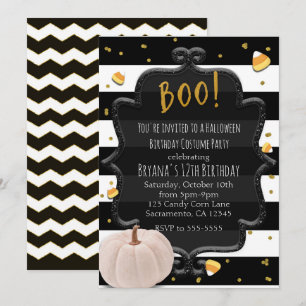 BOO! Weißes Kürbisgewächse und Halloween-Party Einladung
