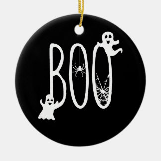 Boo Whimsical Geister & Spinne Halloween Schwarz Keramik Ornament