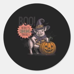 Boo Who's Oinking There Halloween Funny Pig Liebha Runder Aufkleber