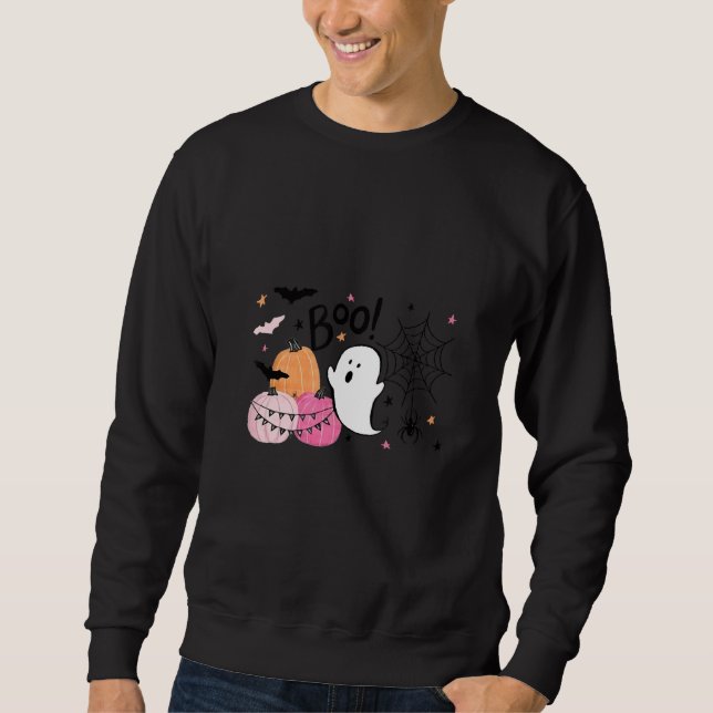 boo with ghost and pumpkins for halloween costume sweatshirt (Vorderseite)