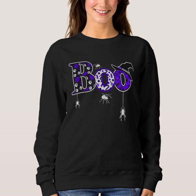 Boo With Spiders And Witch Hat Halloween 3 Sweatshirt (Vorderseite)