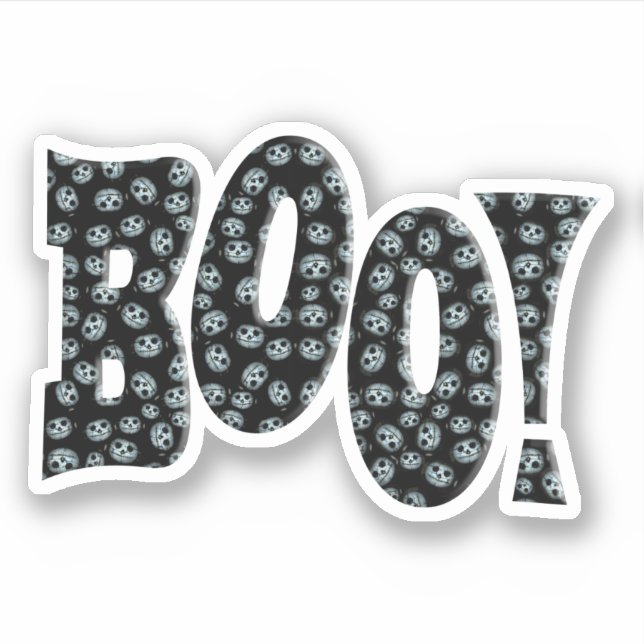 BOO! With White Pumpkin Halloween Aufkleber (Vorderseite)
