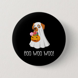 Boo Woo Fun Niedliches Halloween Ghost Dog Women T Button