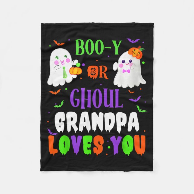 Boo-y Or Ghoul Grandpa Loves You Boo Halloween Bab Fleecedecke (Vorderseite)
