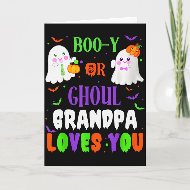 Boo-y Or Ghoul Grandpa Loves You Boo Halloween Bab Karte (Vorderseite)