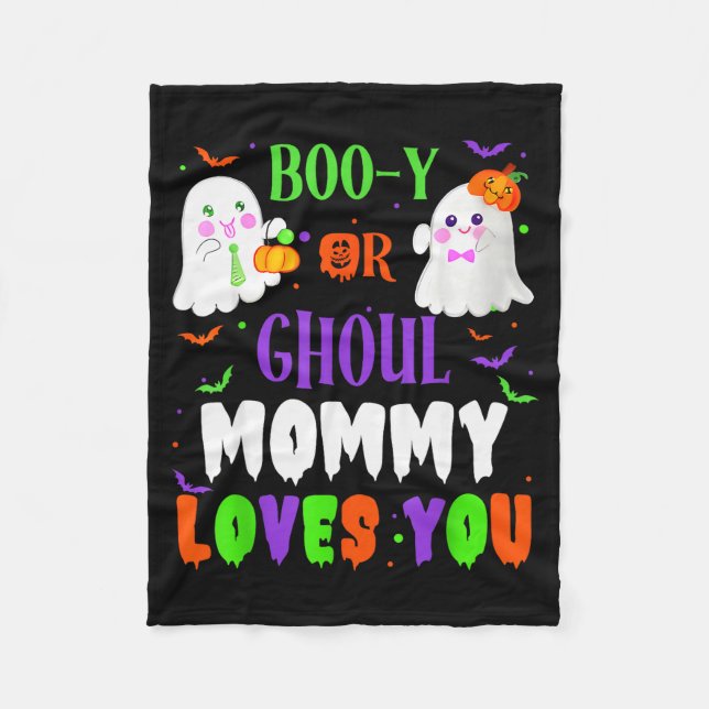 Boo-y Or Ghoul Mommy Loves You Boo Halloween Baby  Fleecedecke (Vorderseite)