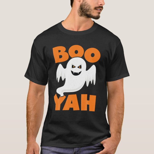 Boo Yah Funny Spooky Niedliche Halloween Fall Ghos T-Shirt (Vorderseite)