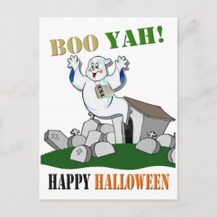 Boo Yah! Happy Halloween Postcard Postkarte