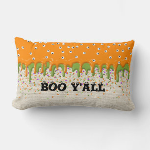 Boo Y'all Eyeballs Sprinkles Linen Halloween Spaß Lendenkissen