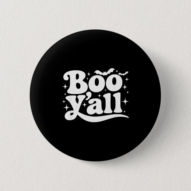 Boo Y'all Southern Retro Halloween Quote Saying Ba Button (Vorderseite)