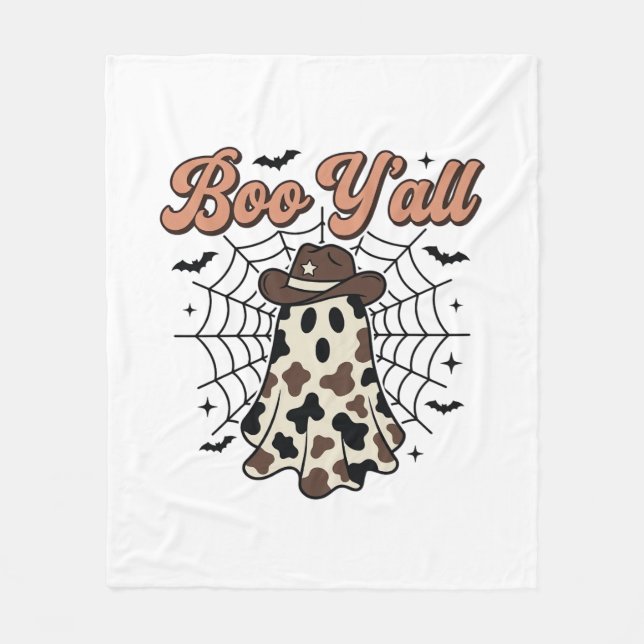 Boo Yall Western Geist Halloween Design Fleecedecke (Vorderseite)