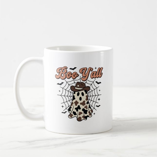 Boo Yall Western Geist Halloween Design Kaffeetasse (Links)