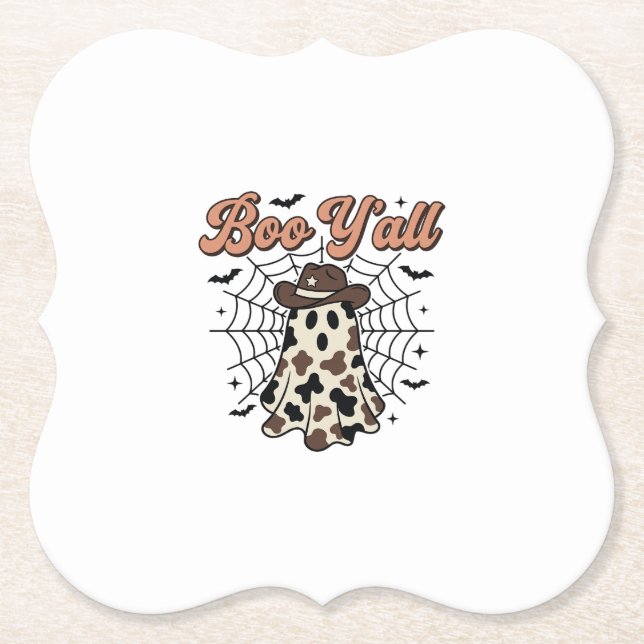 Boo Yall Western Geist Halloween Design Untersetzer (Vorderseite)