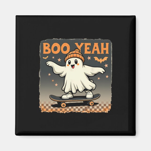 Boo Yeah Halloween Lustiger Gruseliger Geist Skate Magnet (Vorne)