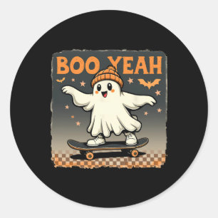 Boo Yeah Halloween Lustiger Spuk Geist Skateboard  Runder Aufkleber