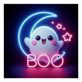 BOO Yellow Halloween Ghost Poster