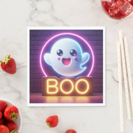 BOO Yellow Halloween Ghost Serviette