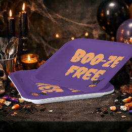 Boo‑ze Free | Halloween Nüchterner Schrecken Pappteller