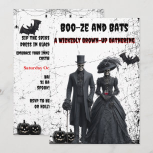 Boo-ze und Fledermäuse Gotische Erwachsene Hallowe Einladung
