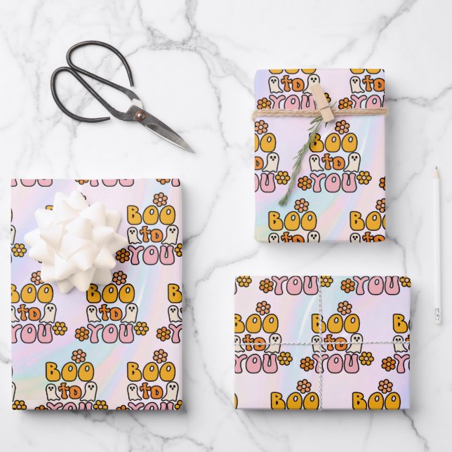 Boo zu dir Niedlich Halloween Geschenkpapier Set (Vorderseite)