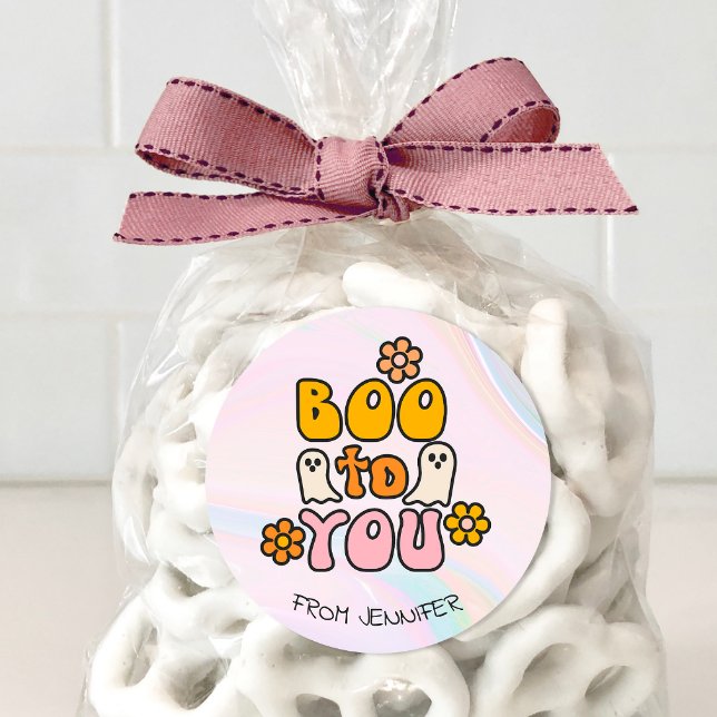 Boo zu dir Niedlich Halloween Runder Aufkleber (Personalized Halloween Sticker)