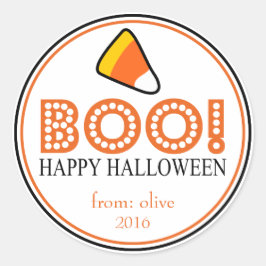 Boo! Zuckermais (schwarz / orange) Runder Aufkleber