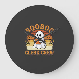 Booboo Clerk Crew Halloween-Geisterdesign_1 Große Wanduhr