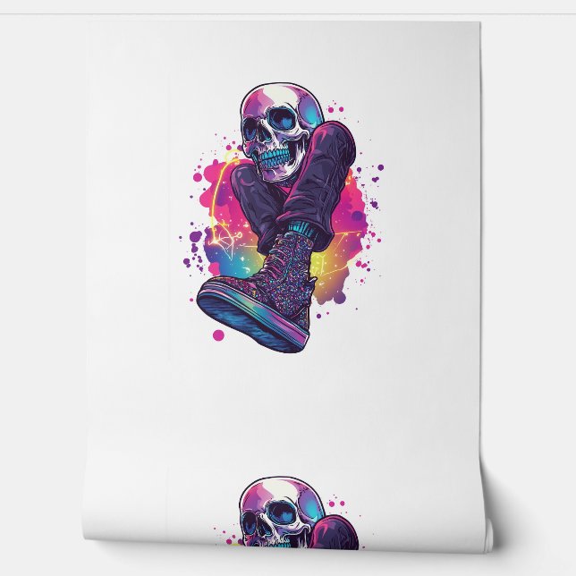 Boogie Bones - Funny 70er Disco Skull Tapete (Abrollen)