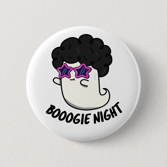 Boogie Night Funny Halloween Ghost Puff Button (Vorderseite)