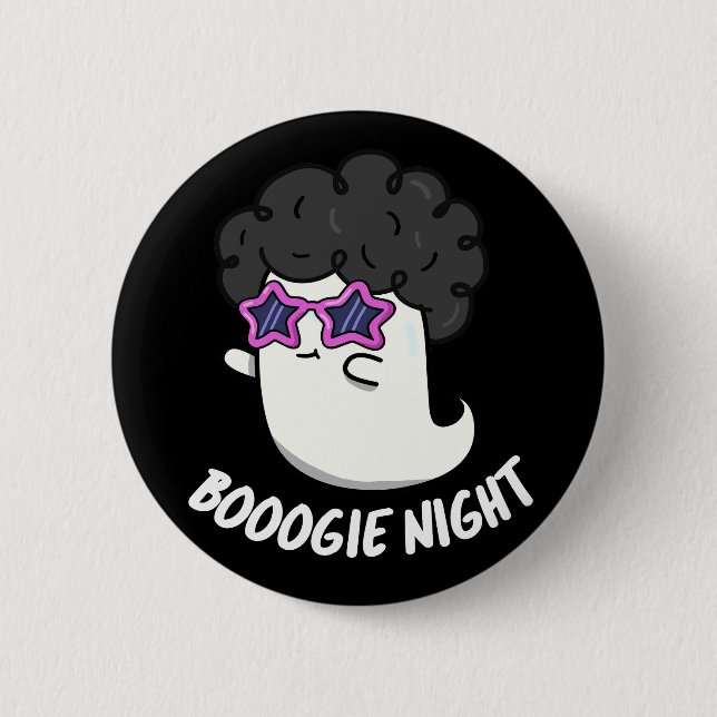 Boogie Night Funny Halloween Ghost Pun Dark BG Button (Vorderseite)