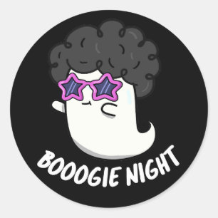 Boogie Night Funny Halloween Ghost Pun Dark BG Runder Aufkleber