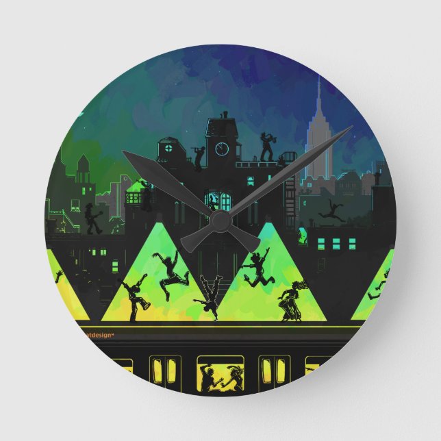Boogie Night Runde Wanduhr (Vorderseite)