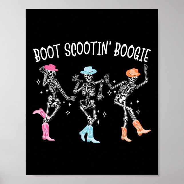 Boogie Retro Western Skeleton Dancin Poster (Vorne)