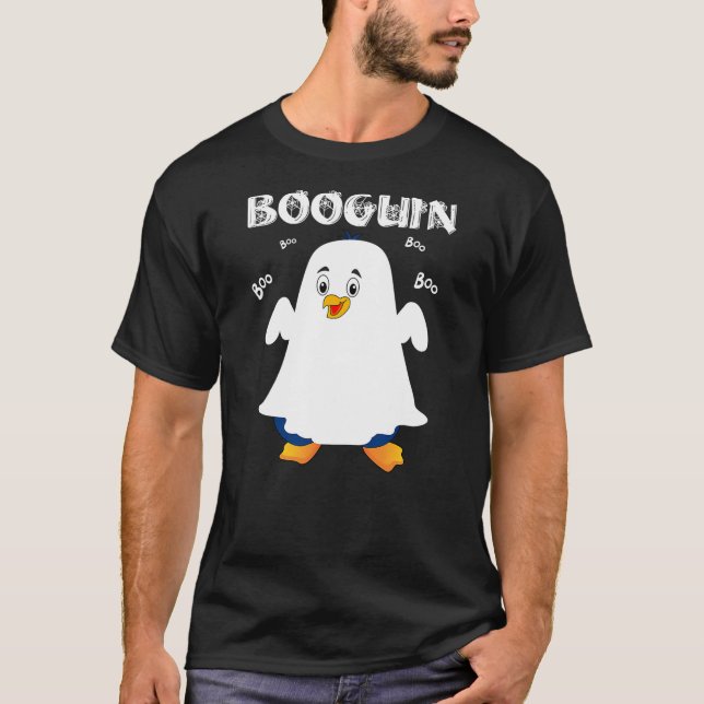 Booguin Halloween penguin in ghost costume funny T-Shirt (Vorderseite)